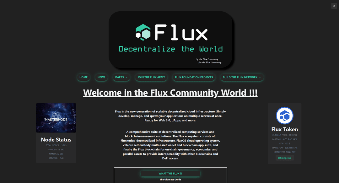 Screenshot du projet Flux appsite